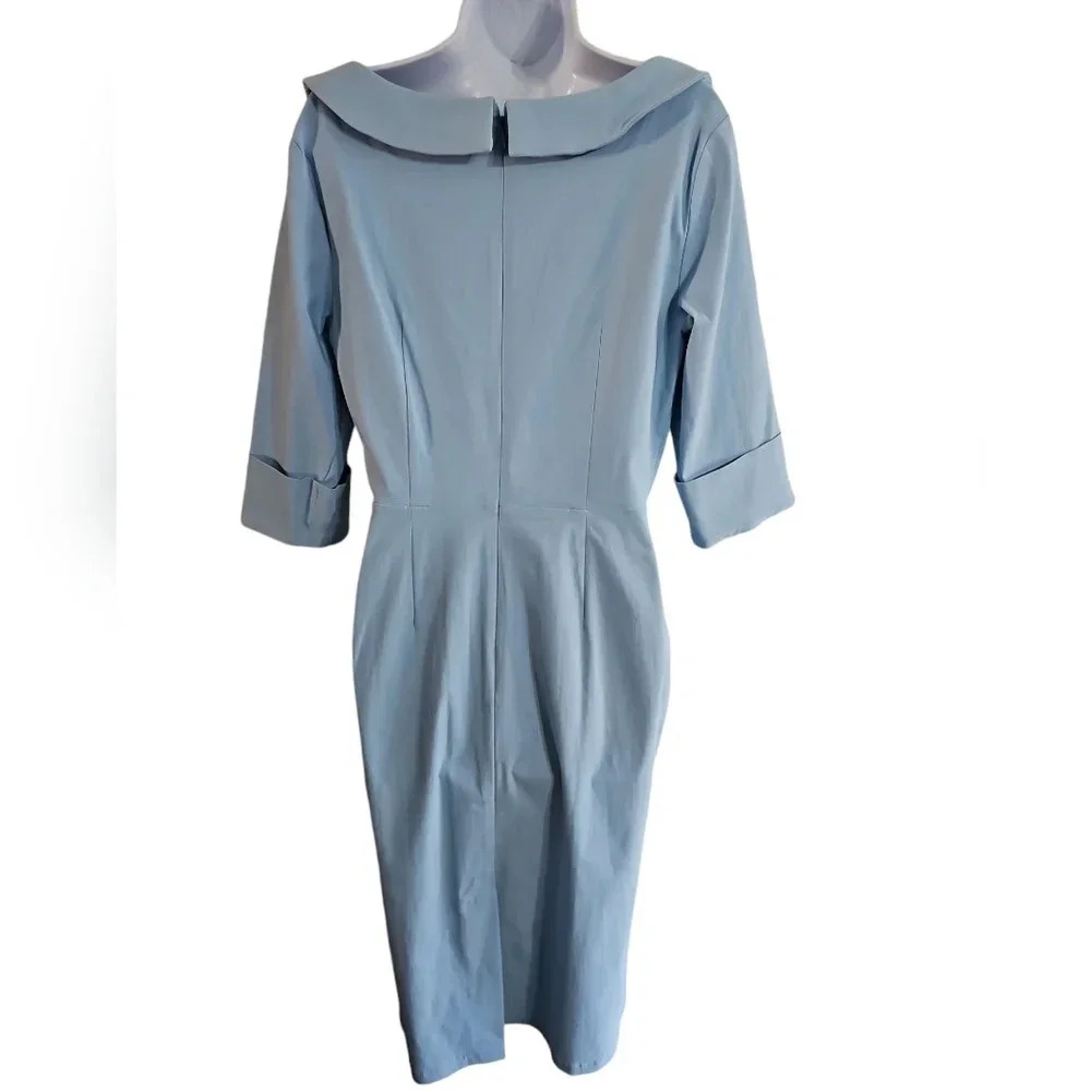 MUXXN Women’s XL Blue Retro Cocktail Dress Double Breasted 60s Vintage Style - Picture 3 of 7